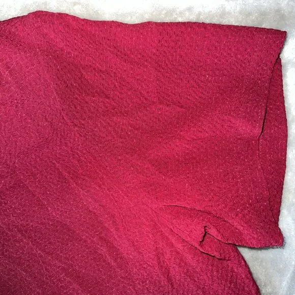 Ship N Shore Vintage 80s Womens L Blouse Red Button Up Rayon Top Back Bow Tie - Picture 6 of 9